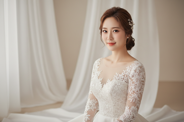 wearing white wedding dress